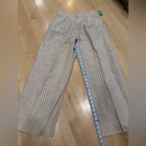 GAP Beige and White Vertical-Stripe Wide Leg Trousers